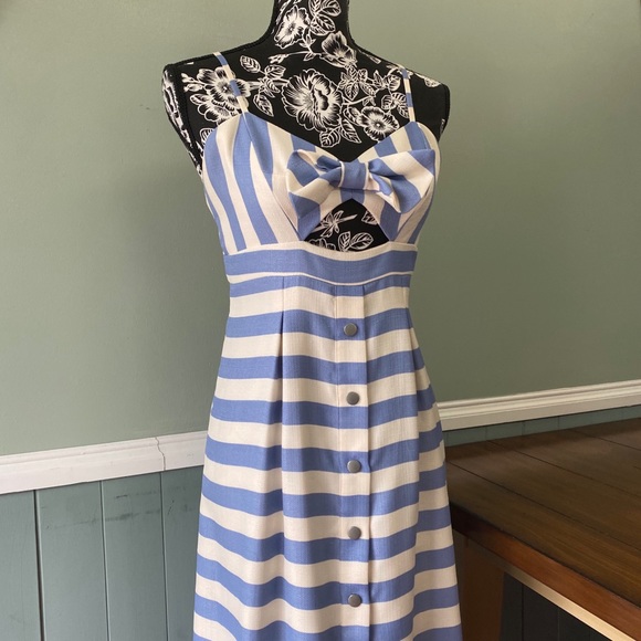 Lovers + Friends Striped Blue Ocean Waves Dress, M - Picture 4 of 8